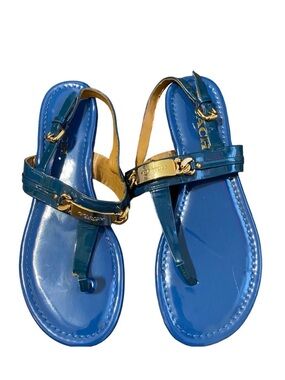Coach Caterine Blue Patent flat sandals